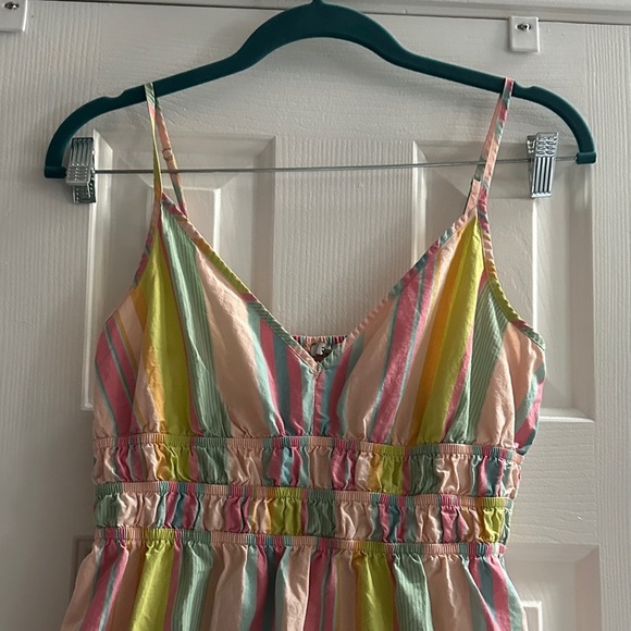RAILS Carmen Guava Striped Multicolor Smocked Mini Dress Size Small Sundress - Picture 4 of 9